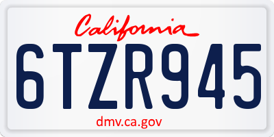 CA license plate 6TZR945