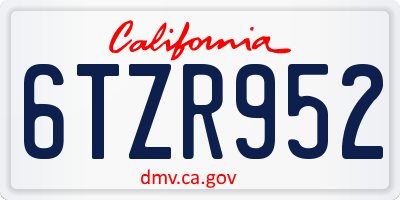 CA license plate 6TZR952