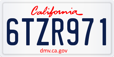 CA license plate 6TZR971