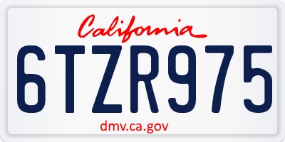 CA license plate 6TZR975