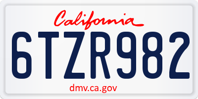 CA license plate 6TZR982