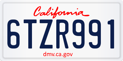CA license plate 6TZR991