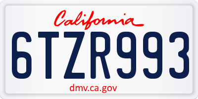 CA license plate 6TZR993