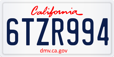CA license plate 6TZR994