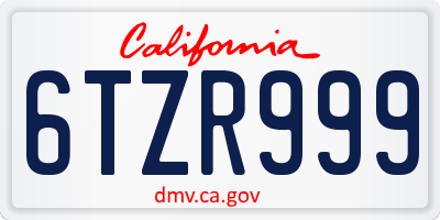 CA license plate 6TZR999