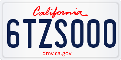 CA license plate 6TZS000