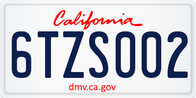 CA license plate 6TZS002