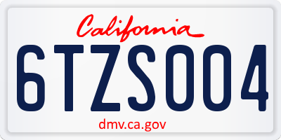 CA license plate 6TZS004