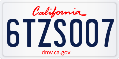 CA license plate 6TZS007