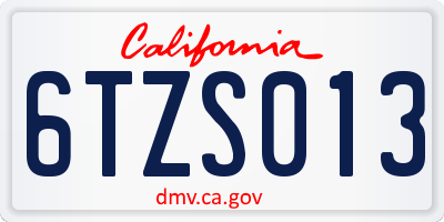 CA license plate 6TZS013