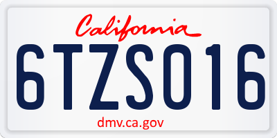 CA license plate 6TZS016