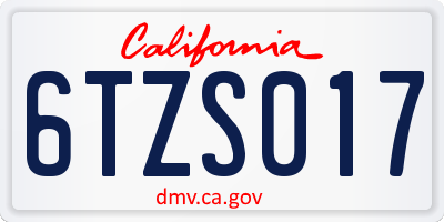 CA license plate 6TZS017