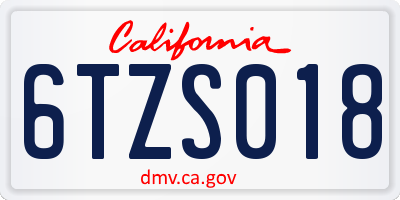 CA license plate 6TZS018