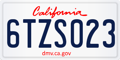CA license plate 6TZS023