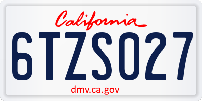 CA license plate 6TZS027