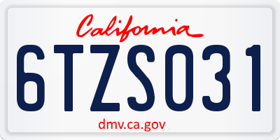 CA license plate 6TZS031