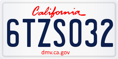 CA license plate 6TZS032