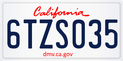 CA license plate 6TZS035
