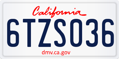 CA license plate 6TZS036