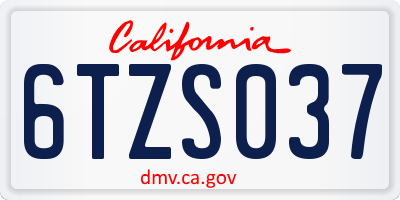 CA license plate 6TZS037
