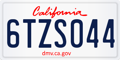 CA license plate 6TZS044