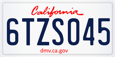 CA license plate 6TZS045