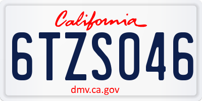 CA license plate 6TZS046