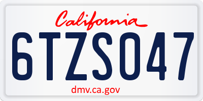 CA license plate 6TZS047