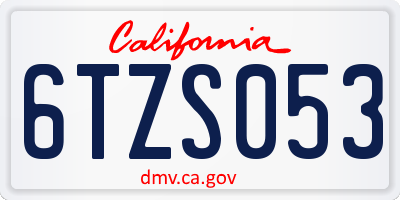 CA license plate 6TZS053