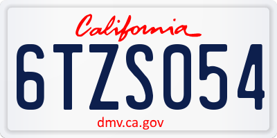 CA license plate 6TZS054