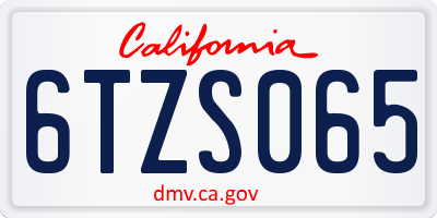 CA license plate 6TZS065