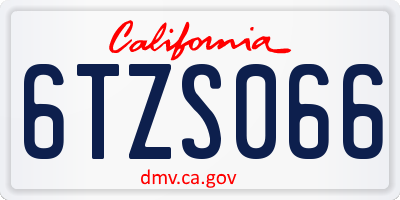CA license plate 6TZS066