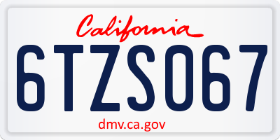 CA license plate 6TZS067