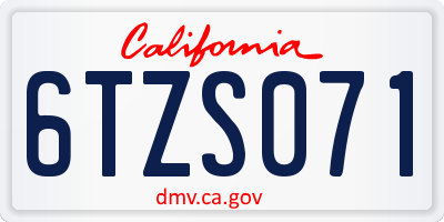 CA license plate 6TZS071