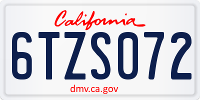 CA license plate 6TZS072