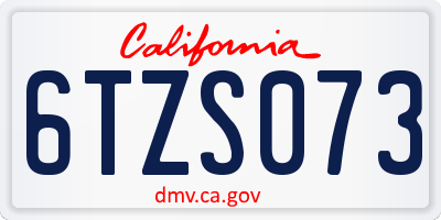 CA license plate 6TZS073