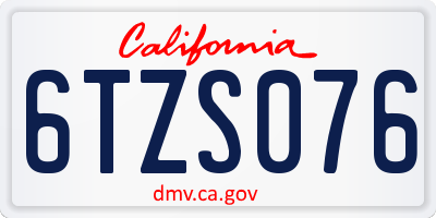 CA license plate 6TZS076