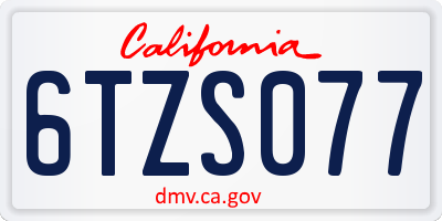CA license plate 6TZS077