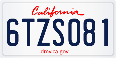 CA license plate 6TZS081