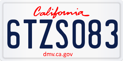 CA license plate 6TZS083