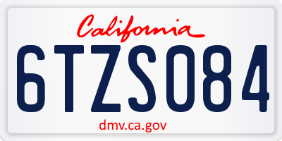 CA license plate 6TZS084