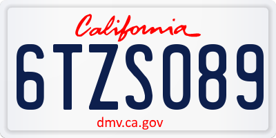 CA license plate 6TZS089