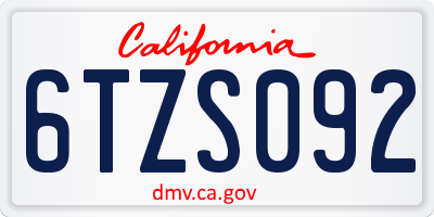 CA license plate 6TZS092