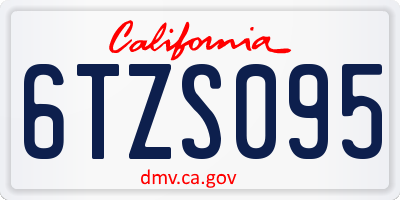 CA license plate 6TZS095