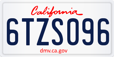 CA license plate 6TZS096