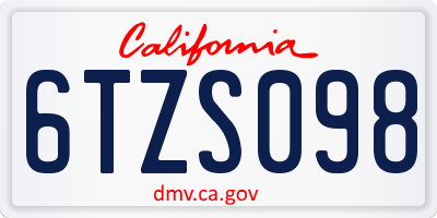 CA license plate 6TZS098