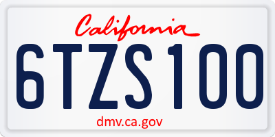 CA license plate 6TZS100