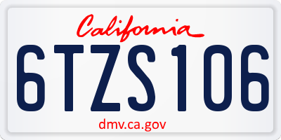 CA license plate 6TZS106