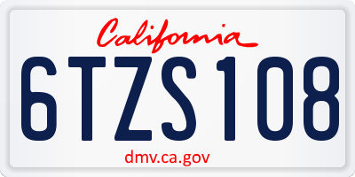 CA license plate 6TZS108