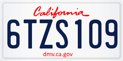 CA license plate 6TZS109